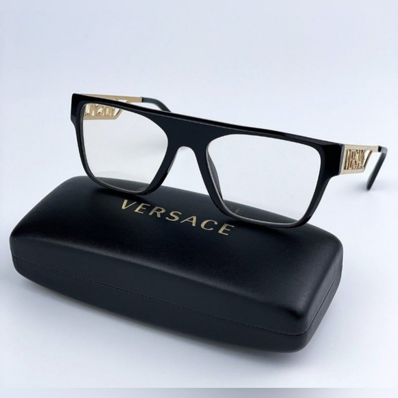 👓 NEW Versace VE3326U GB1 Black Gold Square Unisex Eyeglasses - Picture 4 of 12